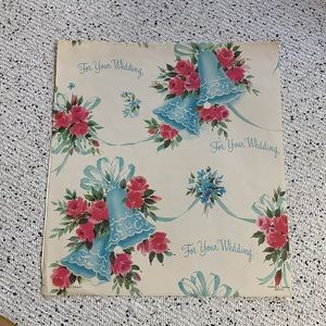 3PC Antique Wedding Giftwrap, Floral Bells and Rings